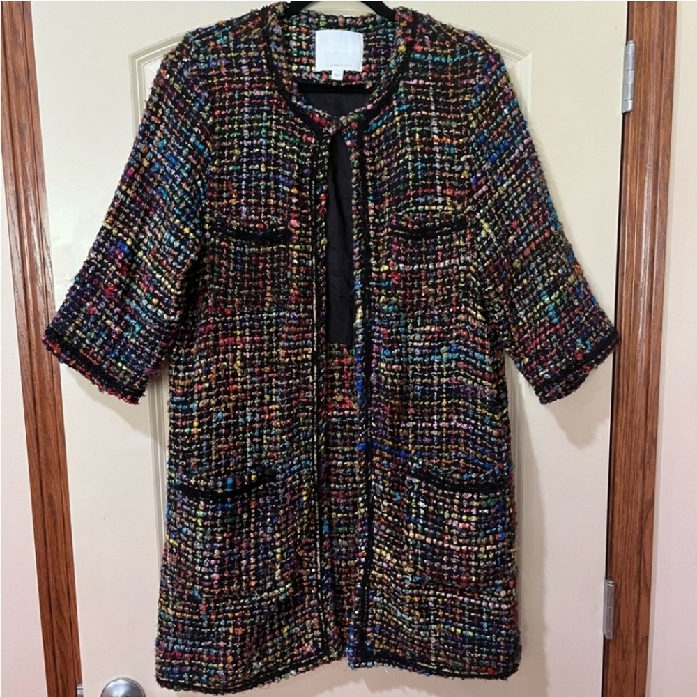 ANTHROPOLOGIE ETT:TWA Berwyn Tweed Coat Black Women’s Size Large